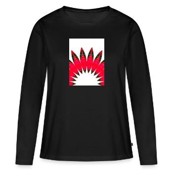 Dentelle en ROUGE - T-shirt manches longues Premium bio Femme - noir - Devant - Julia (174cm)
