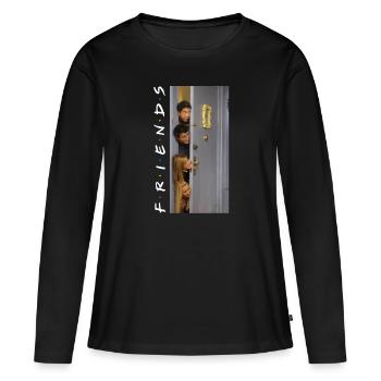 Friends Tête Dans La Porte - T-shirt manches longues Premium bio Femme - noir - Devant - Julia (174cm)