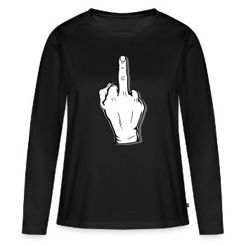 Middle Finger Middle Finger Stinking Finger Fuck You - Women's Premium Organic Long Sleeve Shirt - black - Front - Julia (174cm)