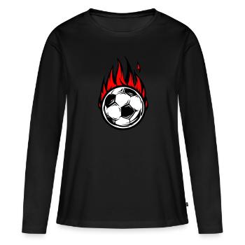 Le football brûle le feu - T-shirt manches longues Premium bio Femme - noir - Devant - Julia (174cm)