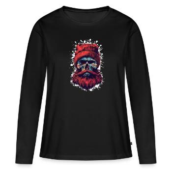 Bûcheron Crâne Bûcheron - T-shirt manches longues Premium bio Femme - noir - Devant - Julia (174cm)
