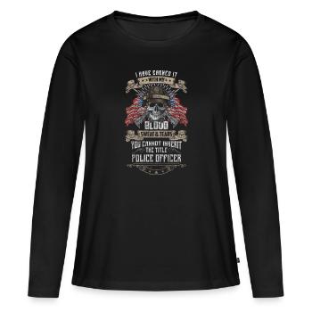 Policier, Policier, Sirène - T-shirt manches longues Premium bio Femme - noir - Devant - Julia (174cm)