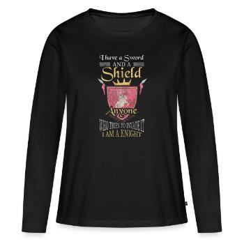 Chevalier Château Armure Noblesse - T-shirt manches longues Premium bio Femme - noir - Devant - Julia (174cm)