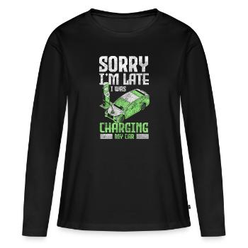 E-Auto Innovation - Frauen Premium Bio Langarmshirt - Schwarz - Vorne - Julia (174cm)