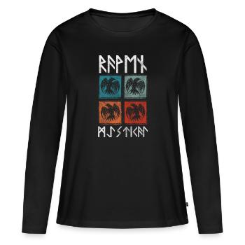 Mythologie Nebelkrähe Begleiter - Frauen Premium Bio Langarmshirt - Schwarz - Vorne - Julia (174cm)