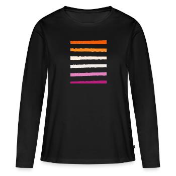 lesbian stripes - Women's Premium Organic Long Sleeve Shirt - black - Front - Julia (174cm)