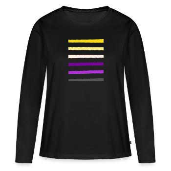 non binary stripe - T-shirt manches longues Premium bio Femme - noir - Devant - Julia (174cm)