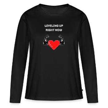 Mise à niveau en ce moment Chemise de gymnastique - T-shirt manches longues Premium bio Femme - noir - Devant - Julia (174cm)