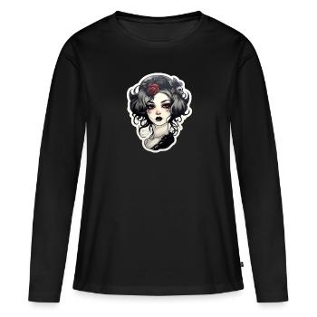 Goth Girl Gothic Red Flower Horror Evil Eye - T-shirt manches longues Premium bio Femme - noir - Devant - Julia (174cm)