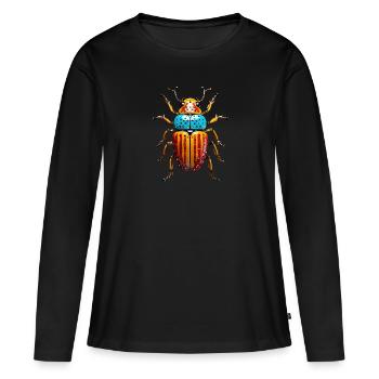 Scarabée abstrait - T-shirt manches longues Premium bio Femme - noir - Devant - Julia (174cm)