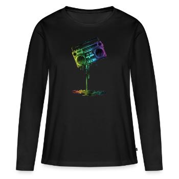 GUETTO BLASTER - T-shirt manches longues Premium bio Femme - noir - Devant - Julia (174cm)