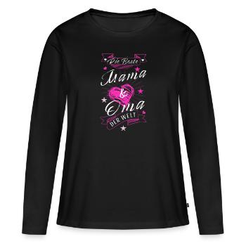 LA MEILLEURE MAMAN ET GRAND-MÈRE DU MONDE - T-shirt manches longues Premium bio Femme - noir - Devant - Julia (174cm)