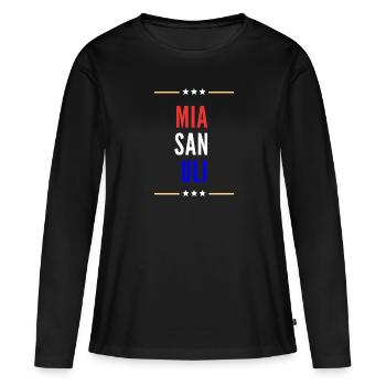 Mia san Uli - T-shirt manches longues Premium bio Femme - noir - Devant - Julia (174cm)