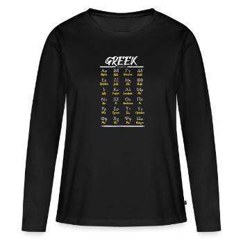 Alphabet grec Lettres Apprendre - T-shirt manches longues Premium bio Femme - noir - Devant - Julia (174cm)