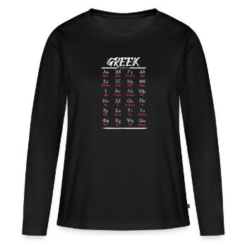 Alphabet grec Lettres Apprendre - T-shirt manches longues Premium bio Femme - noir - Devant - Julia (174cm)