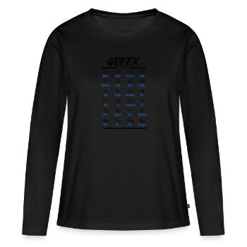 Alphabet grec Lettres Apprendre - T-shirt manches longues Premium bio Femme - noir - Devant - Julia (174cm)