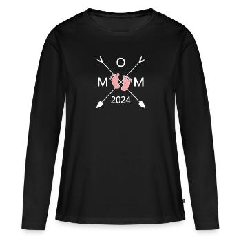 Maman 2024 - T-shirt manches longues Premium bio Femme - noir - Devant - Julia (174cm)
