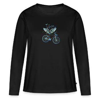 ailes d’ange, ailes, ailes d’ange, vélo, vélo - T-shirt manches longues Premium bio Femme - noir - Devant - Julia (174cm)