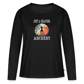 Juste un grand-père qui aime le tir à l’arc - T-shirt manches longues Premium bio Femme - noir - Devant - Julia (174cm)