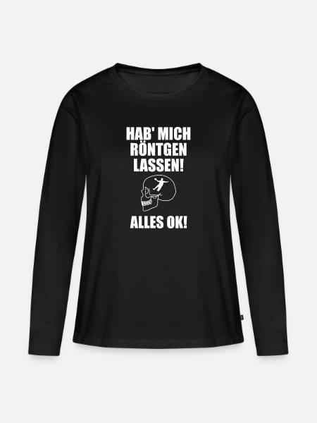Hab mich röntgen lassen alles Ok Handball - Frauen Premium Bio Langarmshirt - Schwarz