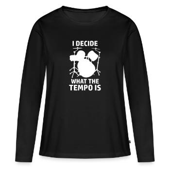 Batteur Tempo Batteur Disant Batterie - T-shirt manches longues Premium bio Femme - noir - Devant - Julia (174cm)
