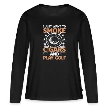 Je veux juste fumer des cigares et jouer au golf drôle - T-shirt manches longues Premium bio Femme - noir - Devant - Julia (174cm)