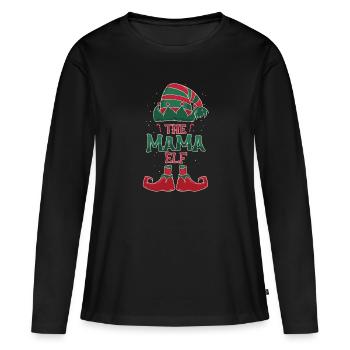 Die Mama Elfe Weihnachten Weihnachtsgeschenk - Frauen Premium Bio Langarmshirt - Schwarz - Vorne - Julia (174cm)