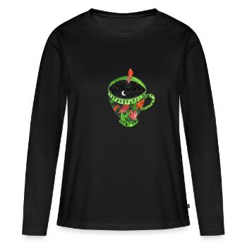 Femme solitaire - T-shirt manches longues Premium bio Femme - noir - Devant - Julia (174cm)