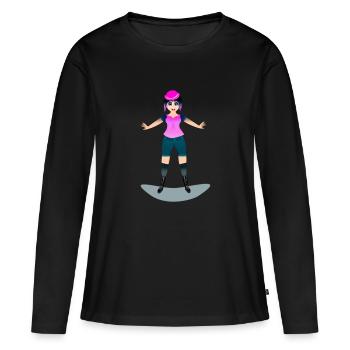 happy and fun festive girl - Women's Premium Organic Long Sleeve Shirt - black - Front - Julia (174cm)