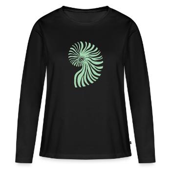 Pastel Green Ammonite - Women's Premium Organic Long Sleeve Shirt - black - Front - Julia (174cm)