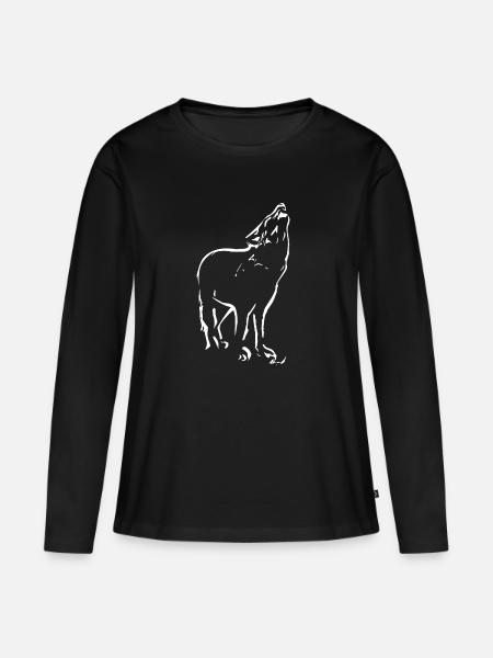 WOLF - Frauen Premium Bio Langarmshirt - Schwarz