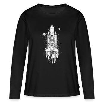 fantasievoll gestaltetes Space Shuttle - Frauen Premium Bio Langarmshirt - Schwarz - Vorne - Julia (174cm)