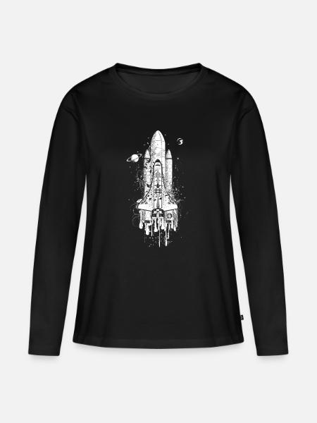 fantasievoll gestaltetes Space Shuttle - Frauen Premium Bio Langarmshirt - Schwarz