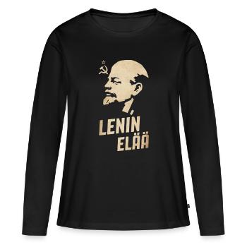 Lénine vit - T-shirt manches longues Premium bio Femme - noir - Devant - Julia (174cm)
