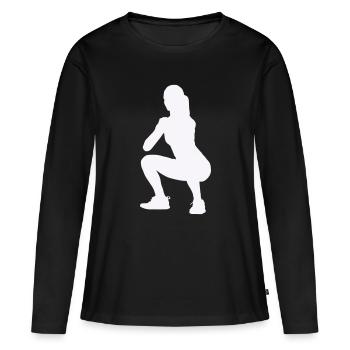 Frau Silhouette Squat - Frauen Premium Bio Langarmshirt - Schwarz - Vorne - Julia (174cm)