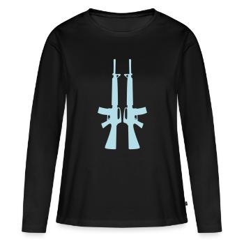 Silhouette du fusil double - T-shirt manches longues Premium bio Femme - noir - Devant - Julia (174cm)