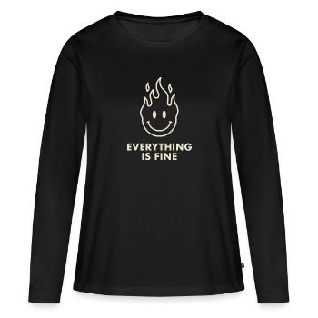 Sourire flamboyant avec tout va bien - T-shirt manches longues Premium bio Femme - noir - Devant - Julia (174cm)