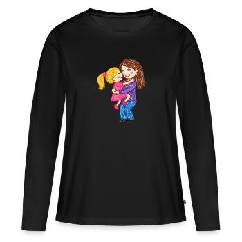 Maman câline son doux bébé - T-shirt manches longues Premium bio Femme - noir - Devant - Julia (174cm)