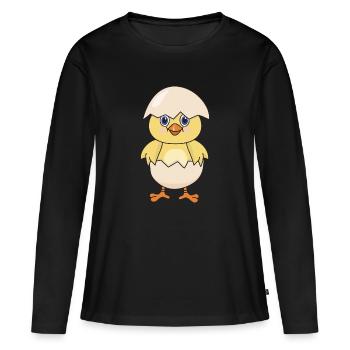 Poulet poulet volaille - T-shirt manches longues Premium bio Femme - noir - Devant - Julia (174cm)