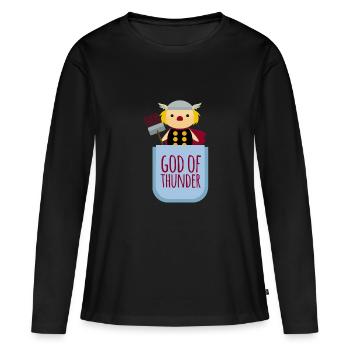 Thor Thunder god God of Thunder breast pocket baby - Women's Premium Organic Long Sleeve Shirt - black - Front - Julia (174cm)