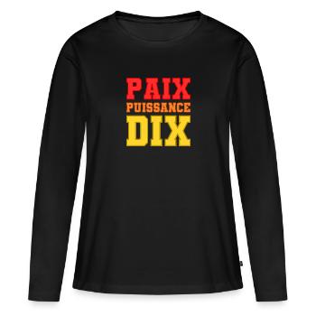 Paix puissance dix - T-shirt manches longues Premium bio Femme - noir - Devant - Julia (174cm)