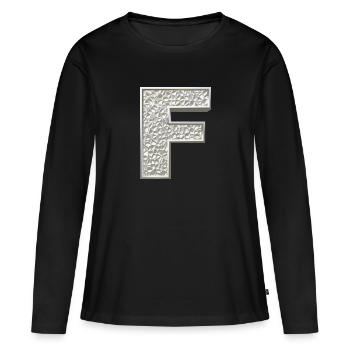 F, letter, letter F, initial, initial F, monogram, - Women's Premium Organic Long Sleeve Shirt - black - Front - Julia (174cm)