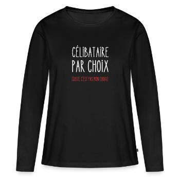 célibataire par choix - T-shirt manches longues Premium bio Femme - noir - Devant - Julia (174cm)