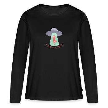 Future Yogini with Ufo - Women's Premium Organic Long Sleeve Shirt - black - Front - Julia (174cm)