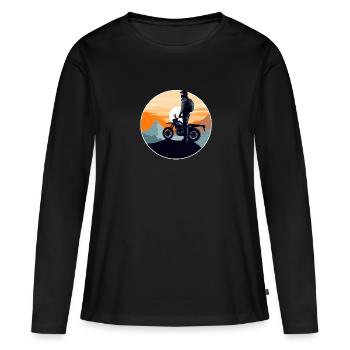 Sunset Motorcyclist Motorcycle Biker - Women's Premium Organic Long Sleeve Shirt - black - Front - Julia (174cm)