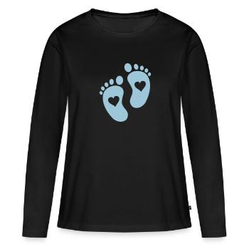 bébé pieds coeurs - T-shirt manches longues Premium bio Femme - noir - Devant - Julia (174cm)