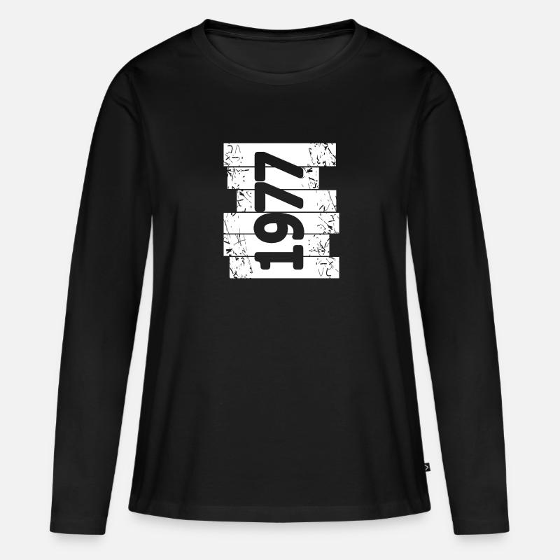 Papa 1977 - Frauen Premium Bio Langarmshirt - Schwarz