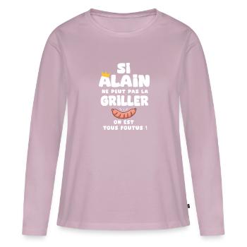 Alain roi barbecue cadeau alain fêtes - T-shirt manches longues Premium bio Femme - rose poudré - Devant - Julia (174cm)