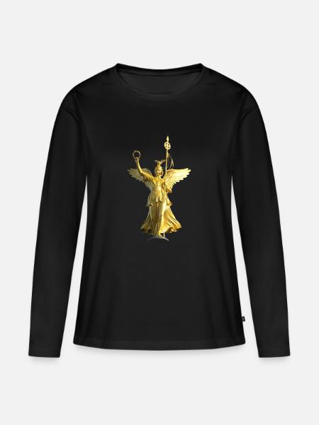 Siegessäule Berlin - Frauen Premium Bio Langarmshirt - Schwarz