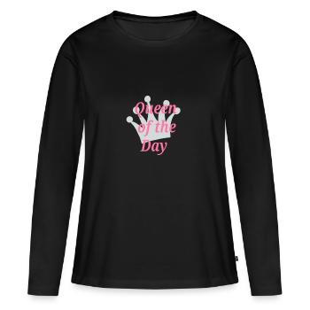 Queen of the day Krone Frau Woman - Frauen Premium Bio Langarmshirt - Schwarz - Vorne - Julia (174cm)